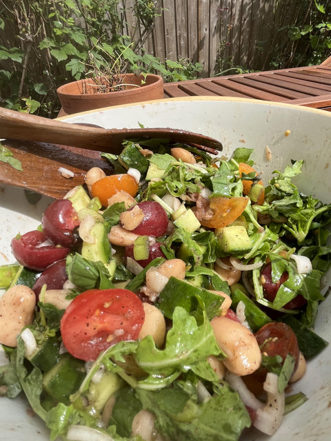 Butter Bean Salad with Pickled Cherries, Sumac, and Fresh Vegetables