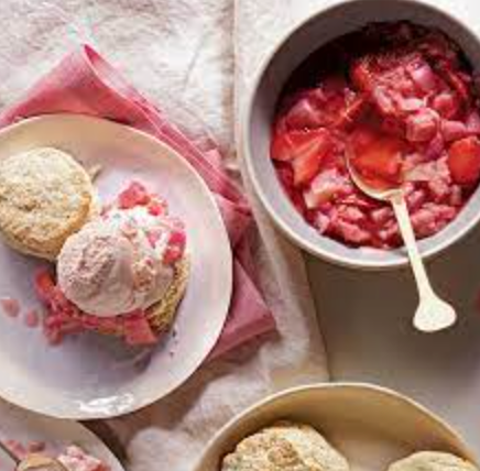 Stewed Rhubard with Homemade Banana and Ice Cream