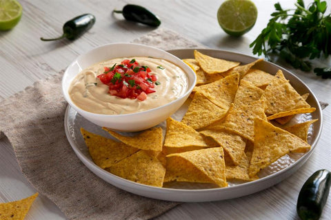 chips and dips, tortilla crisps with salsa.